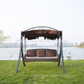 Hot selling metal rattan swing chair 3-seater for adults with canopy garden furniture
